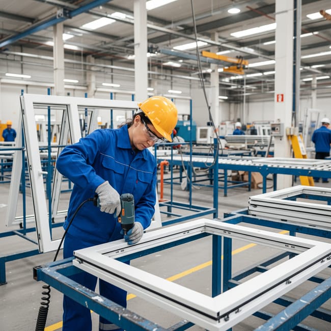 operative making a PVC window